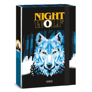 Ars Una Heftbox A4, Sammel- Heftmappe für Schulranzen, mit Gummiband und Innenklappen, Night Wolf, schwarz-blau, für Jungen