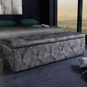 riess-ambiente Chesterfield Bettbank EXTRAVAGANCIA 140cm grau Samt mit Stauraum Polsterbank Sitzbank Bank riess-ambiente Chesterfield Bettbank EXTRAVAGANCIA 140cm grau Samt mit Stauraum Polsterbank Sitzbank Bank
