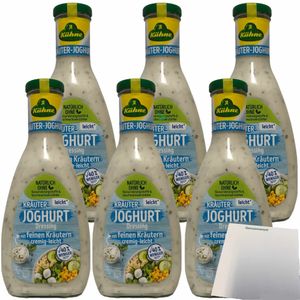 Kühne Salat Dressing Joghurt Kräuter Leicht 6er Pack (6x500ml Flasche) + usy Block