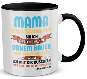 22Feels Weihnachten Schwangerschaft Geschenk Frauen Werdende Mama Mom To Be Kaffeetasse Verkünden Schwanger Baby Geburtstag Weihnachten Muttertag Haferl (Weiss-Schwarz)