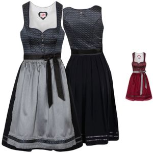 Wiga 2-teiliges Midi-Dirndl Kleid Dirndl Trachtenkleid, Farbe:Dunkelblau, Größe:40/L