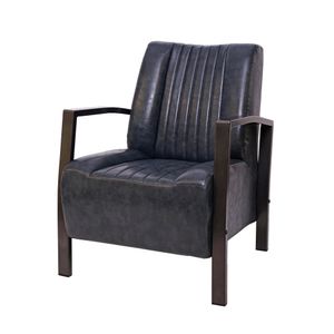 Křeslo HWC-H10, lounge křeslo čalouněné relaxační křeslo, kovový průmyslový design  vintage šedá