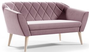 GUTTO Sofa 2 Sitzer -- FOX -- Rosa Sitzbank Samt Holzfüße Schnelle Lieferung skandinavischer Stil - schöne Steppung