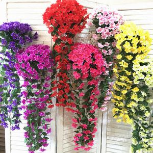 6x Kunstpflanzen Efeuranken Hängepflanzen Künstliche Blatt Rebe Violett Blumen Deko,6-Farben