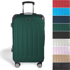 Club_49 sada kufrov na kolieskach s tvrdou škrupinou cestovný kufor M-L-XL sada v 8 farbách (DARK GREEN M, malý)