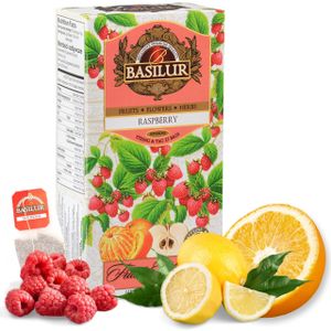 BASILUR Fruit Infusions Entkoffeinierter Früchtetee mit Himbeer- und Zitronengeschmack 25x2g x1