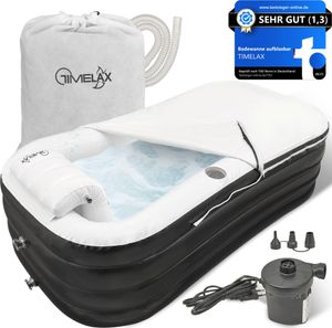 TIMELAX® Badewanne Aufblasbar Ergonomische Rückenlehne PVC BPA Frei Mobile Freistehende Badewanne Erwachsene Dusche