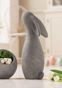 Dekofigur "Hase" aus Beton, grau, 43 cm hoch, Osterdeko, Osterhase, Hasenfigur