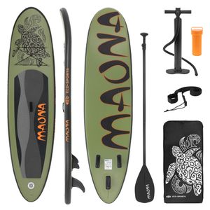 ECD Germany Aufblasbares Stand Up Paddle Board Maona | 308x78x10 cm | Olive | aus PVC | bis 120kg | Pumpe Tragetasche Zubehör | SUP Board Paddling Board Paddelboard Surfboard | verschiedene Modelle