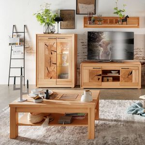 Wohnmöbel Set 4-teilig, Kernbuche massiv geölt, montiert, WINNIPEG-69 mit Couchtisch Wohnmöbel Set 4-teilig, Kernbuche massiv geölt, montiert, WINNIPEG-69 mit Couchtisch