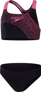 SPEEDO Girls Medley Logo 2PC Black / Fandango Pink 140 SPEEDO Girls Medley Logo 2PC Black / Fandango Pink 140