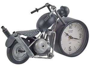 Tischuhr Schwarz / Silber Höhe 19 cm Motorradform Schlafzimmer Wohnzimmer