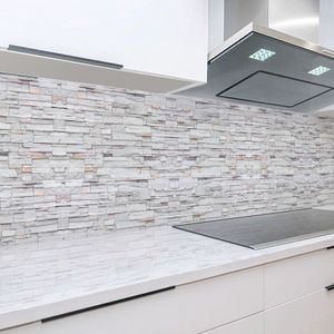 Küchenrückwand Klinkerwand 60 x 300 cm, robuste ABS-Kunststoff Platte Monolith mit Direktdruck, grau