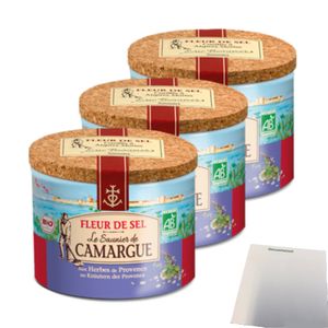 La Saunier de Camargue Fleur de Sel Kräuter der Provence3er Pack (3x125g Dose) + usy Block