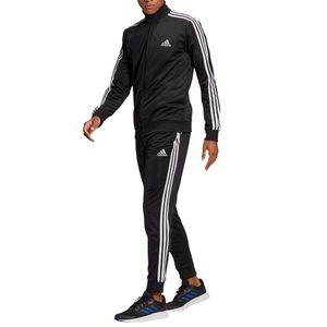 adidas Trainingsanzug Herren schwarz im 3 Streifen Design, Größe:7 [L] 52, Farbe:Schwarz