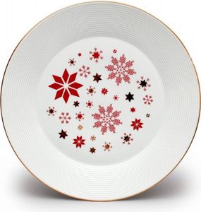 Thun 1794 Mísa mělká, 30 cm, Lea, vánoční červené vločky, zlato, Thun