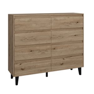 Vicco Sideboard Bahia, 138.5 x 117 cm mit 8 Schubladen, Eiche