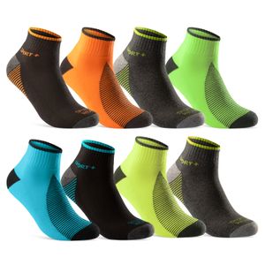 8 oder 12 Paar Sportsocken Damen&Herren Sneaker Socken NEON mit verstärkter Frotteesohle Baumwolle 16209 - 8 Paar Farbmix 43-46