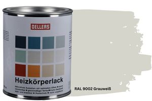 OELLERS Heizkörperlack DIY 1L RAL 9002 Grauweiß Heizungsfarbe Heizungslack Heizkörperfarbe