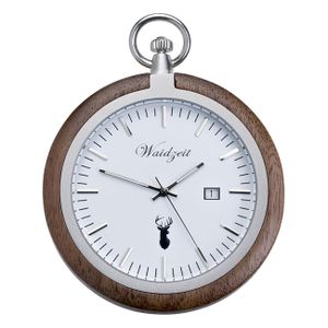 Waidzeit Taschenuhr mit Kette TZ01 Holz Zirbe