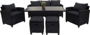 Poly-Rattan Garnitur MCW-E95, Garten-/Lounge-Set Sitzgruppe, Spun Poly halbrundes Rattan  schwarz, Kissen anthrazit