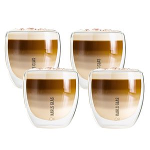 Doppelwandige Gläser Latte Macchiato 4 x 250 ml Kaffee Thermogläser Cappuccino Tassen Teegläser doppelwandig | 9,5 x 8,5cm
