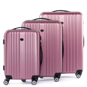 FERGÉ 3er Kofferset TOULOUSE ABS Dure-Flex pink 3er Hartschalenkoffer Roll-Koffer 4 Rollen Kofferset Hartschale 3-teilig