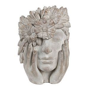 Clayre & Eef Innenblumentopf Frau 27x22x31 cm Grau Stein