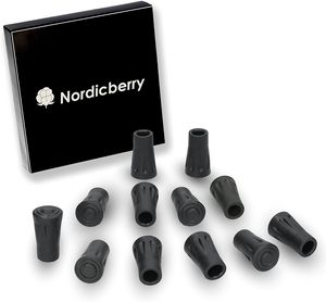 Nordicberry 12 Nordic Walking Pads für Asphalt, Stein oder Gelände 6 Paar Gummipuffer passend für alle gängigen Nordic Walking-Stöcke