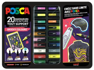 POSCA Pigmentmarker "GROOVY COLOURS" 20er Metallbox