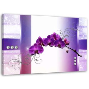 Feeby Wandbild auf Vlies Orchidee Blume Orchidee Veilchen 90x60 Leinwandbild Bilder Bild