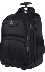Matein 38 L Hybrid Trolley mit Rucksackfunktion - Anti Diebstahl - RFID Blockierung - Wasserabweisend - 17 Zoll Laptopfach – Schwarz