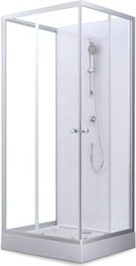 Dusche Komplett MARWELL Komplettdusche Fertigdusche White Dream 90 x 90 x 200 cm –  Komplett Set inkl. Duschwanne und Armatur - reversibel aufbaubar - hochwertiges Aluminiumprofil System