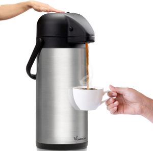 Vondior Airpot Pumpkanne - Professionelle isolierte Kaffeekaraffe aus Edelstahl, Thermoskanne, Thermos-Getränkespender, 3 Liter