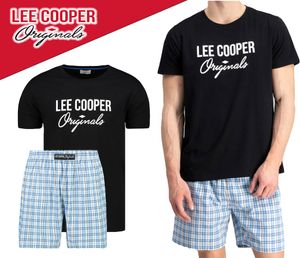 Pánské bavlněné pyžamo LEE COOPER s krátkým rukávem Noční oblek 38179 - černá - L