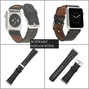 Samsung Watch Armbänder aus echtem Leder Hochwertige  vielseitige Accessoires 20mm Watch Band Schwarz geflochten