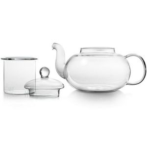 OZAVO Teekanne OZ240, 600 ml, aus Borosilikat Glas Ice Tee Glaskanne 0.6 l Teesieb Herausnehmbaren Filter Sieb Teesieb Eis Tee Glasteekanne