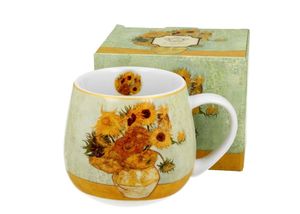 Kubek do kawy Duo Van Gogh, Słoneczniki wykonany z porcelany, kubek, filiżanka do herbaty, filiżanka do kawy z uchwytem 430 ml