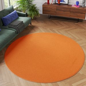Koberec kulatý s krátkým vlasem oranžový Jednobarevný Obývací pokoj Ložnice Moderní design Oeko-Tex 120 x 120 cm