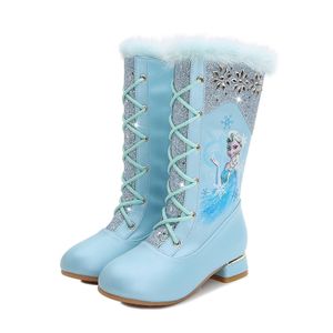 Mädchen Frozen Elsa Riemen Boots Kinder Schnee Stiefel Warm Winter Boots Kinder Plüsch Stiefel Blau Gr.31