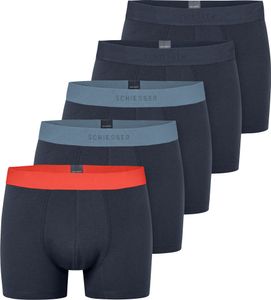 SCHIESSER Herren Boxershorts, 5er Pack - Serie "95/5", Unterhose, Logobund Dunkelblau/Blau/Orange XL