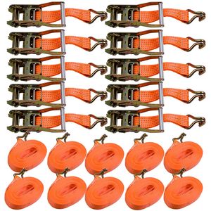 10 x Spanngurt 5t 10m 2500 daN 5000 daN kg Zurrgurte LKW Anhänger Orange