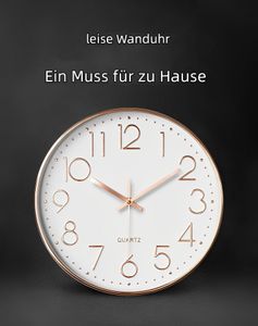 AIORBER Wanduhr, geräuscharmes Quarzwerk, 3D-Zifferblatt, groß 12", numerische Markierungen,Einfache Installation, Roségold