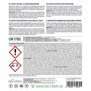 bio-chem Grauwassertank-Zusatz | Tank-Reiniger für Schmutzwasser-, Grauwasser- und Abwasser-Tank von Wohnmobil, Wohnwagen ( 5 l Kanister)