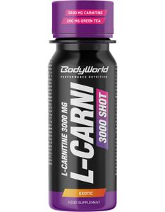 BodyWorld L-Carnitine 3000 Shot 80 ml Erdbeere / Carnitin / Flüssiges L-Carnitin angereichert mit Grüntee-Extrakt und B-Vitaminen in einem praktischen Schuss