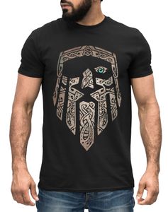 Herren T-Shirt Odin Gott Valhalla Wikinger Nordmänner nordische Mythologie Wotan Neverless® schwarz-gold XL