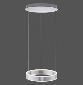 Paul Neuhaus Runde LED Pendelleuchte Arina aus Stahl in Silber, dimmbar per Gestensteuerung 400 mm