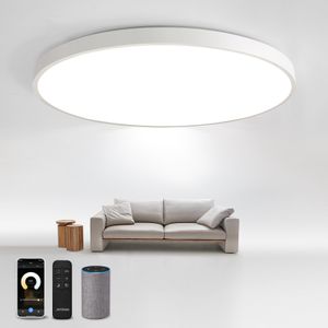 Smart LED Deckenleuchte Dimmbar 54W Flach Rund  WIFI Deckenlampe Kompatibel mit Alexa und Google Assistant für Schlafzimmer Wohnzimmer Küche Flur Balkon  Keller Ø50CM