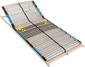 7-zónový lamelový rám 100x200, 42 lamiel, ergonomický lamelový rám - nastaviteľná hlavová časť, vyrobené v Nemecku, lamelový rám a základný rám z bukového dreva, nosnosť 150 kg