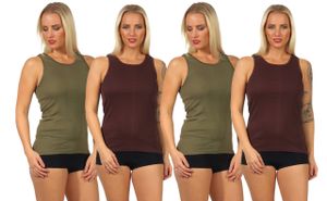 Damen Unterhemden Vollachsel , Größe :48/50, Menge :2x grün - 2x braun